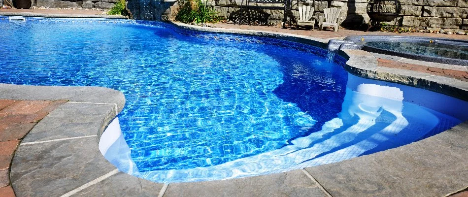Pool in Bridgehampton, NY, with built in steps.