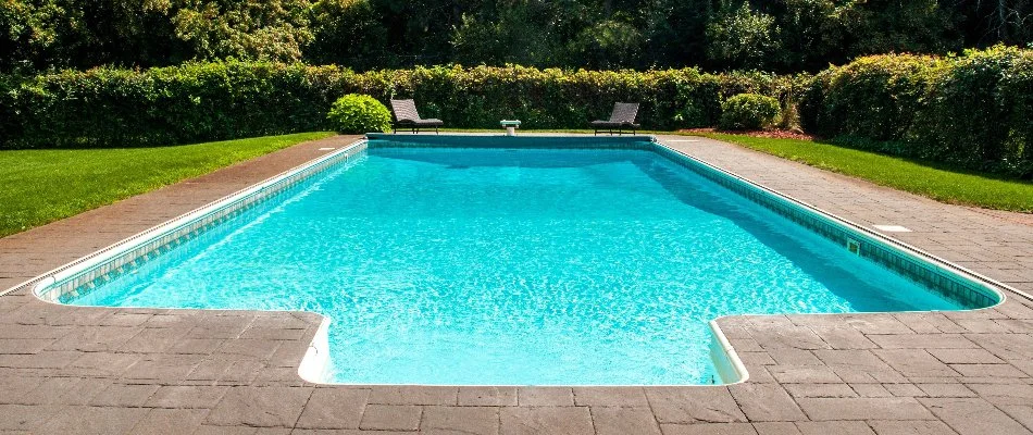Shrubs surrounding a pool in Bridgehampton, NY.