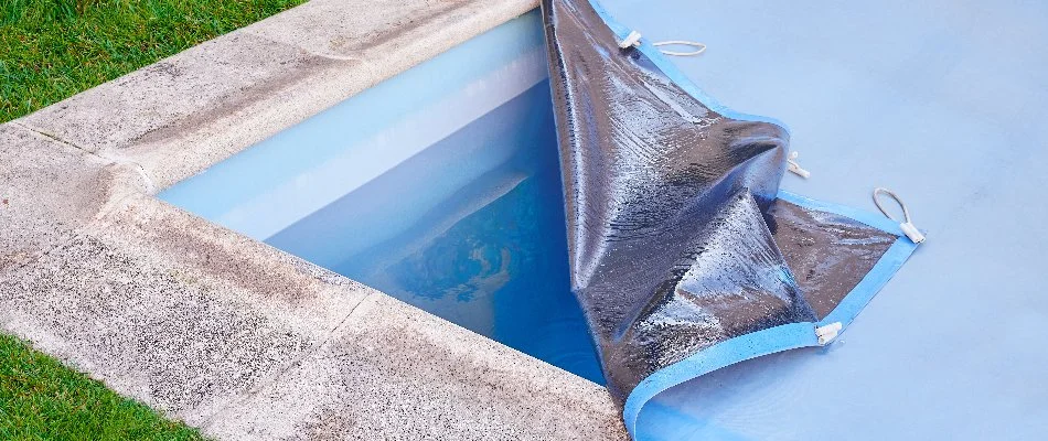 Pool cover on a pool in Bridgehampton, NY.